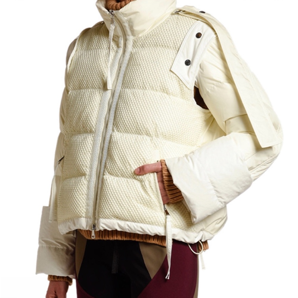 Moncler 1952 Narva Ivory Puffer Coat Vest Combo